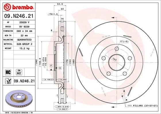 Bremžu diski BREMBO 09.N246.21 1