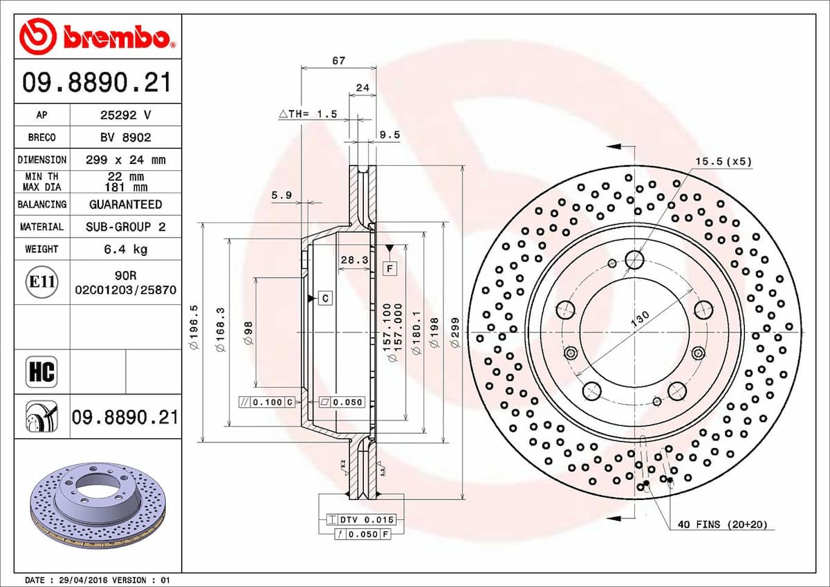 Bremžu diski BREMBO 09.8890.21 1