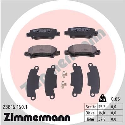 Bremžu uzliku kompl., Disku bremzes ZIMMERMANN 23816.160.1 1