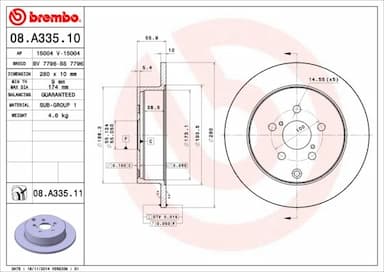 Bremžu diski BREMBO 08.A335.11 1