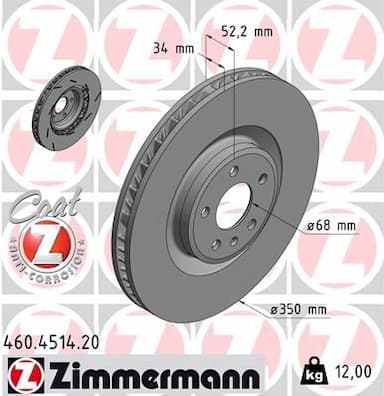 Bremžu diski ZIMMERMANN 460.4514.20 1