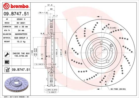 Bremžu diski BREMBO 09.B747.51 1