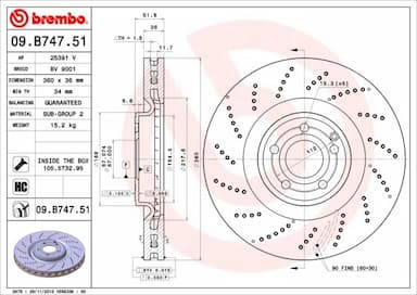 Bremžu diski BREMBO 09.B747.51 1