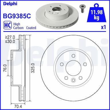 Bremžu diski DELPHI BG9385C 1