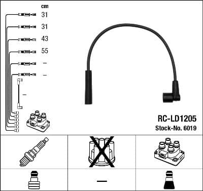 Augstsprieguma vadu komplekts NGK 6019 1