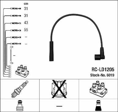 Augstsprieguma vadu komplekts NGK 6019 1