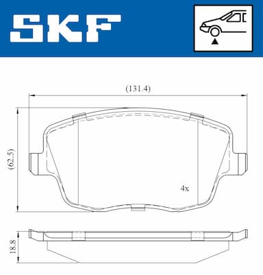 Bremžu uzliku kompl., Disku bremzes SKF VKBP 80517 2