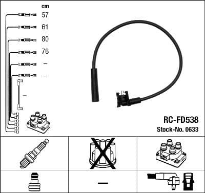 Augstsprieguma vadu komplekts NGK 0633 1