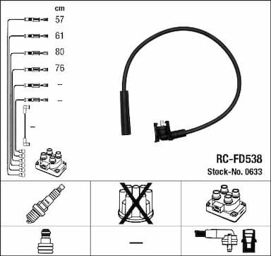 Augstsprieguma vadu komplekts NGK 0633 1