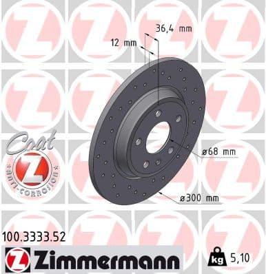 Bremžu diski ZIMMERMANN 100.3333.52 1