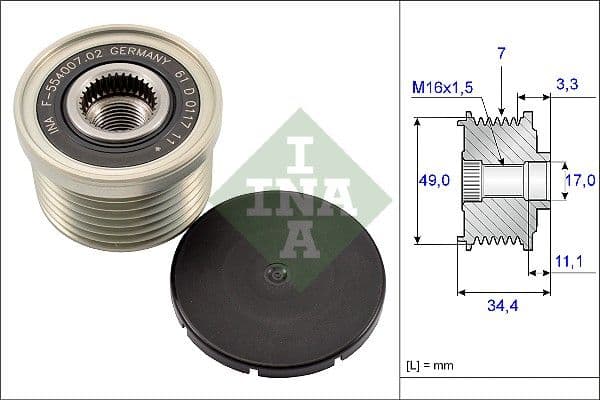 Ģeneratora brīvgaitas mehānisms INA 535 0164 10 1