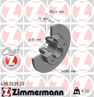 Bremžu diski ZIMMERMANN 430.2639.20 1