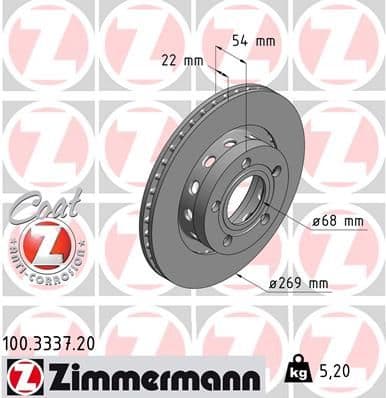 Bremžu diski ZIMMERMANN 100.3337.20 1