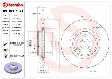 Bremžu diski BREMBO 09.B807.41 1