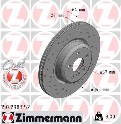 Bremžu diski ZIMMERMANN 150.2983.52 1