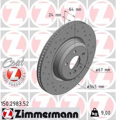 Bremžu diski ZIMMERMANN 150.2983.52 1