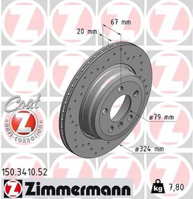 Bremžu diski ZIMMERMANN 150.3410.52 1