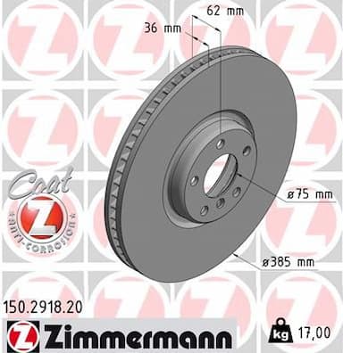 Bremžu diski ZIMMERMANN 150.2918.20 1