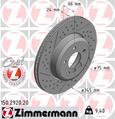 Bremžu diski ZIMMERMANN 150.2920.20 1