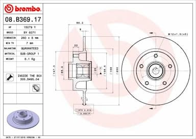 Bremžu diski BREMBO 08.B369.17 1