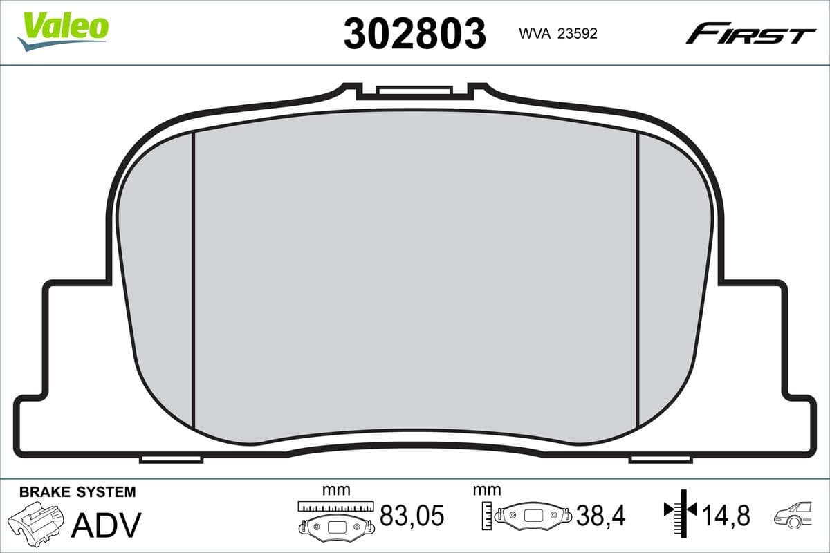 Bremžu uzliku kompl., Disku bremzes VALEO 302803 1