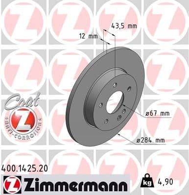 Bremžu diski ZIMMERMANN 400.1425.20 1