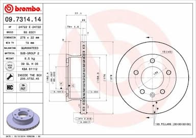 Bremžu diski BREMBO 09.7314.14 1