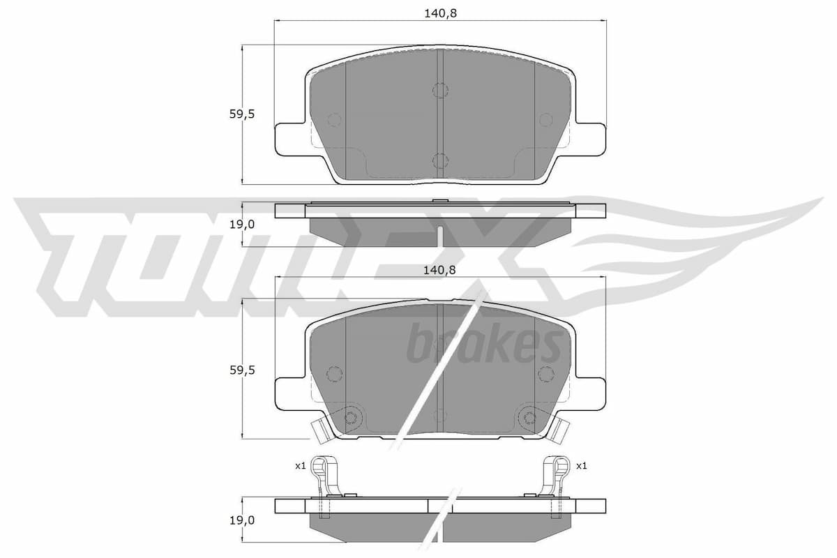 Bremžu uzliku kompl., Disku bremzes TOMEX Brakes TX 19-55 1