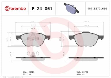 Bremžu uzliku kompl., Disku bremzes BREMBO P 24 061 1