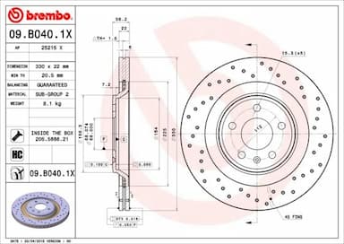 Bremžu diski BREMBO 09.B040.1X 1