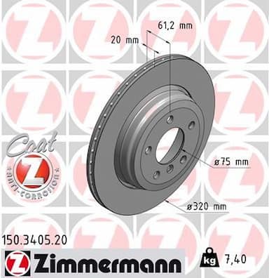 Bremžu diski ZIMMERMANN 150.3405.20 1