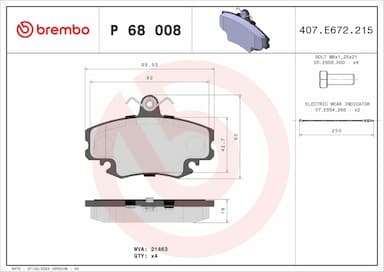 Bremžu uzliku kompl., Disku bremzes BREMBO P 68 008 1