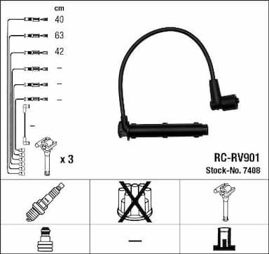 Augstsprieguma vadu komplekts NGK 7408 1