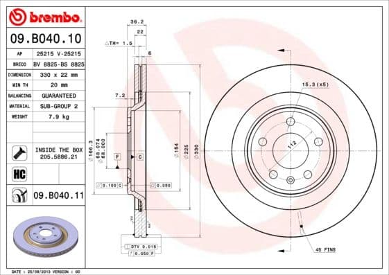 Bremžu diski BREMBO 09.B040.11 1