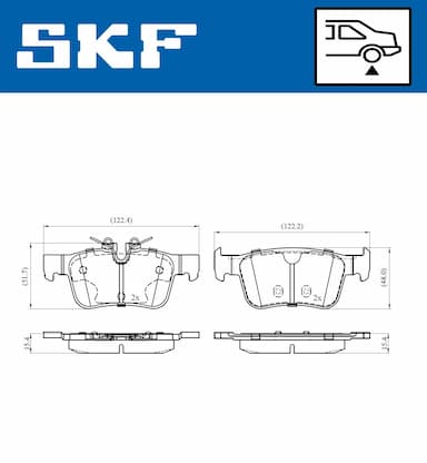 Bremžu uzliku kompl., Disku bremzes SKF VKBP 90544 2