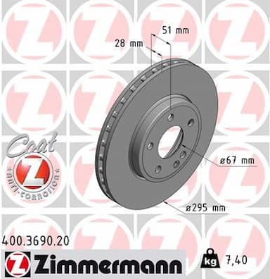 Bremžu diski ZIMMERMANN 400.3690.20 1