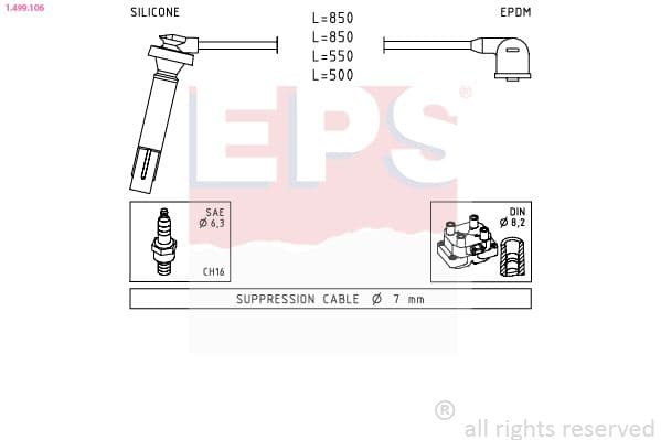 Augstsprieguma vadu komplekts EPS 1.499.106 1