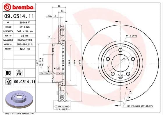 Bremžu diski BREMBO 09.C514.11 1