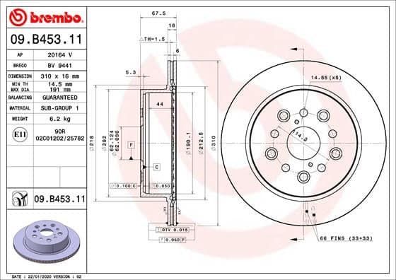 Bremžu diski BREMBO 09.B453.11 1