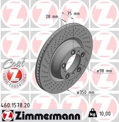 Bremžu diski ZIMMERMANN 460.1578.20 1