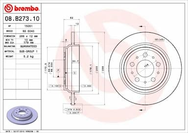 Bremžu diski BREMBO 08.B273.10 1