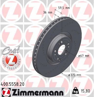 Bremžu diski ZIMMERMANN 400.5558.20 1