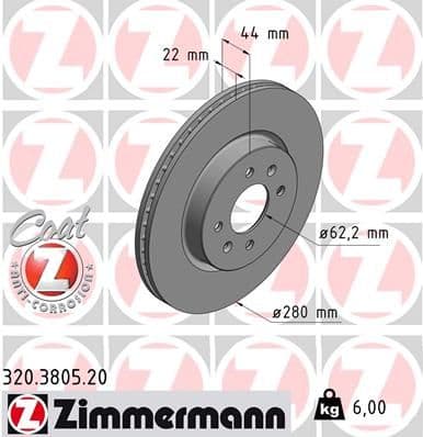 Bremžu diski ZIMMERMANN 320.3805.20 1