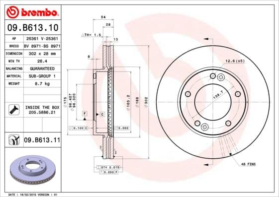 Bremžu diski BREMBO 09.B613.11 1