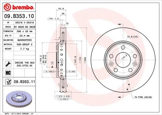 Bremžu diski BREMBO 09.B353.11 1