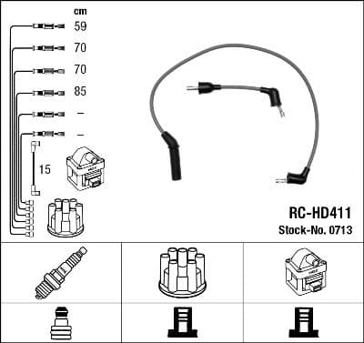 Augstsprieguma vadu komplekts NGK 0713 1