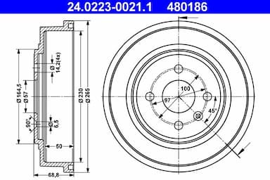 Bremžu trumulis ATE 24.0223-0021.1 1