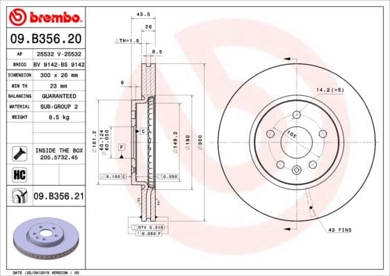 Bremžu diski BREMBO 09.B356.21 1