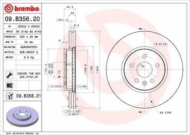 Bremžu diski BREMBO 09.B356.21 1