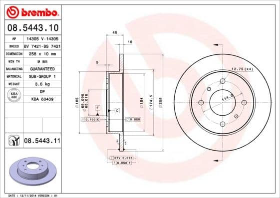 Bremžu diski BREMBO 08.5443.11 1